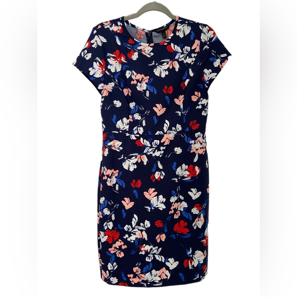 Banana Republic navy floral print work dress, size 6P